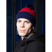 Шапка Custom Wear з бумбоном червона з синім